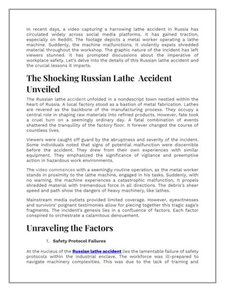 Russian Lathe Accident: What You Need to Know & Safety